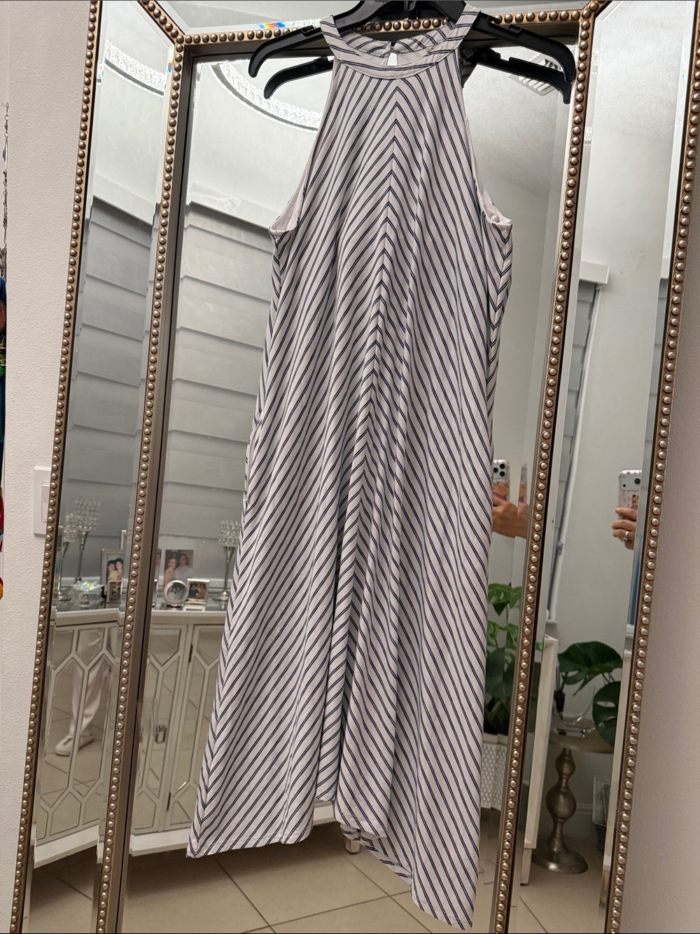 Exofficio White Dress with Navy Stripe